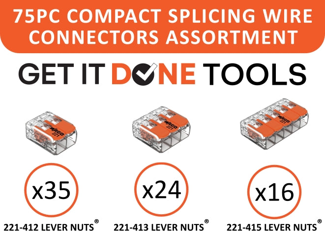 WAGO 221 Series 75pc Lever Nuts Wire Connector Assortment with Case