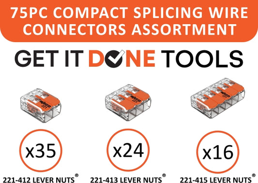 WAGO 221 Series 75pc Lever Nuts Wire Connector Assortment with Case
