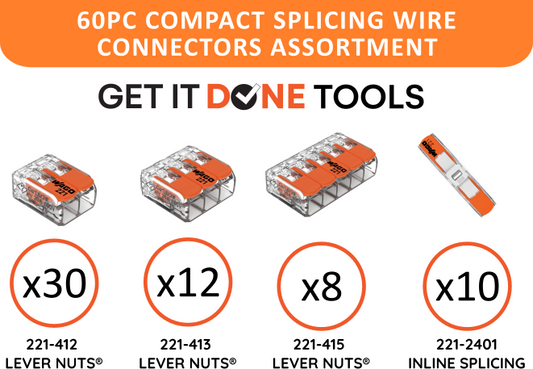 WAGO 221 Series Lever Nuts 60pc Compact Splicing Wire Connector Assortment with Case