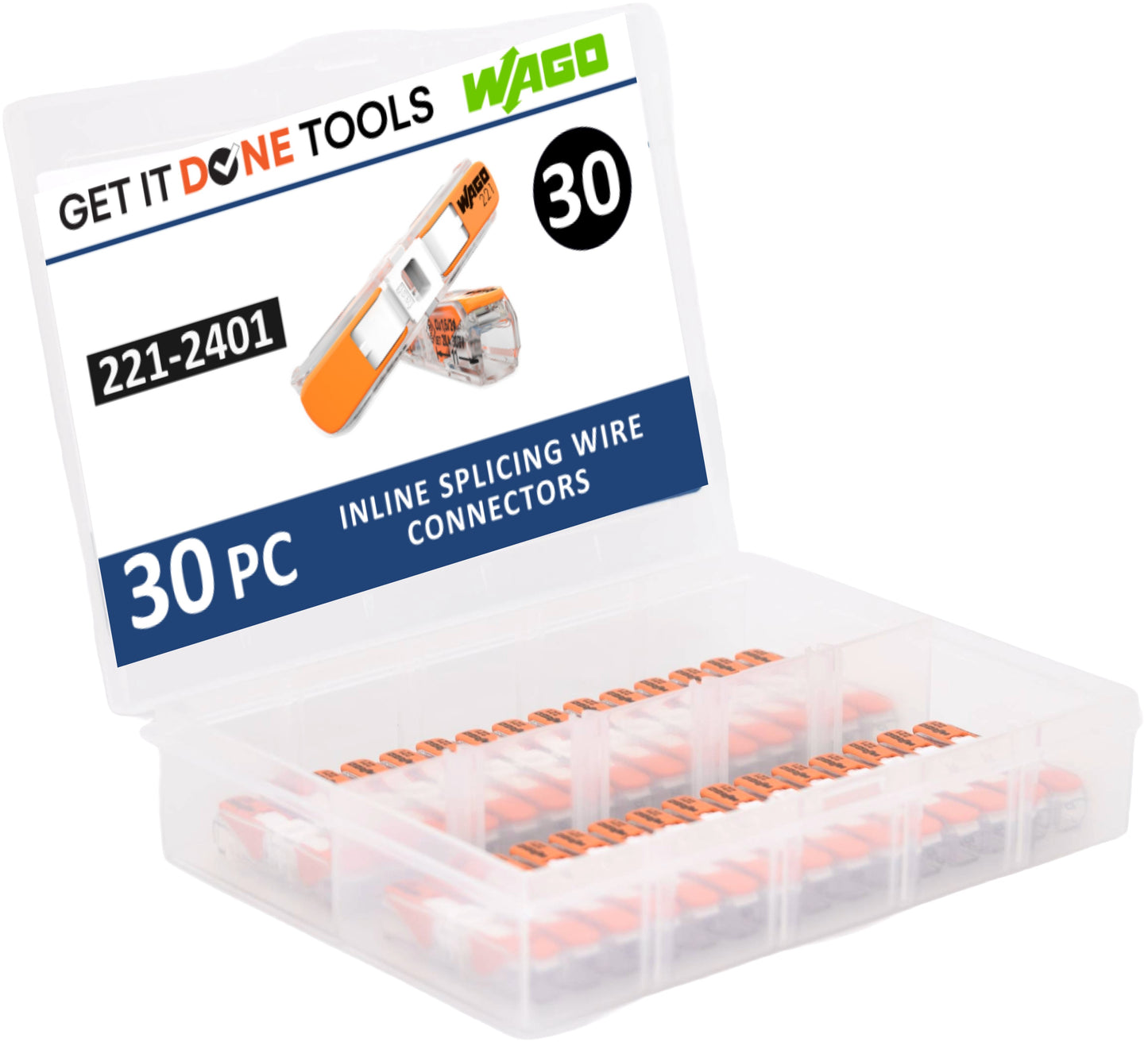 WAGO 221-2401 Compact Lever-Nuts Inline Splicing Connectors with Case (30)