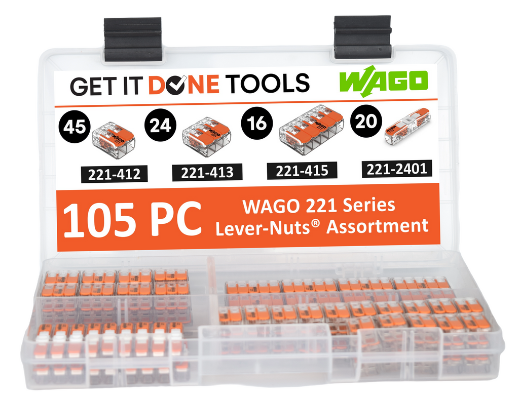 WAGO 221 Lever-Nuts 105pc Lever Nuts Wire Connector Assortment with Case