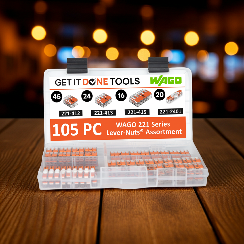 WAGO 221 Lever-Nuts 105pc Lever Nuts Wire Connector Assortment with Case