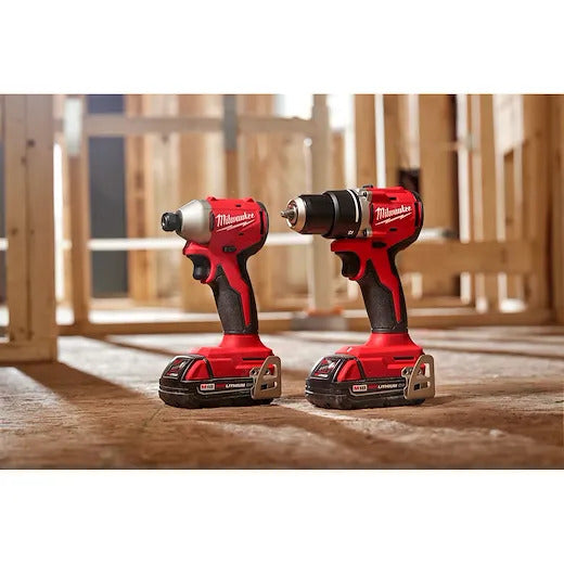 Milwaukee M18 18V Lithium-Ion Brushless Cordless Compact Drill/Impact Combo Kit (2-Tool) w/(2) 2.0 Ah Batteries, Charger & Bag 3692-22CT