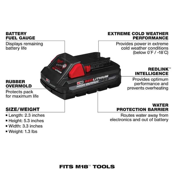 M18 18-Volt 5.0 Ah Lithium-Ion XC Extended Capacity Battery Pack